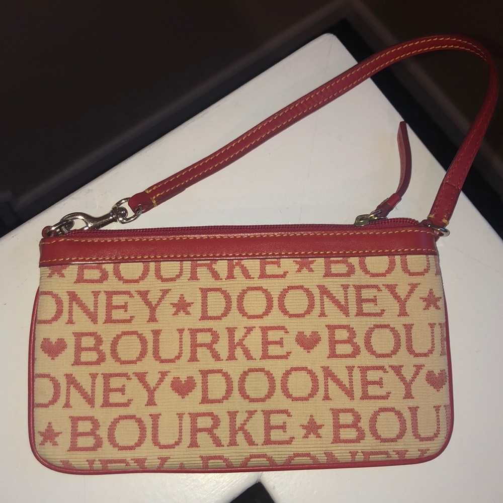 Dooney and Bourke red and beige wristlet